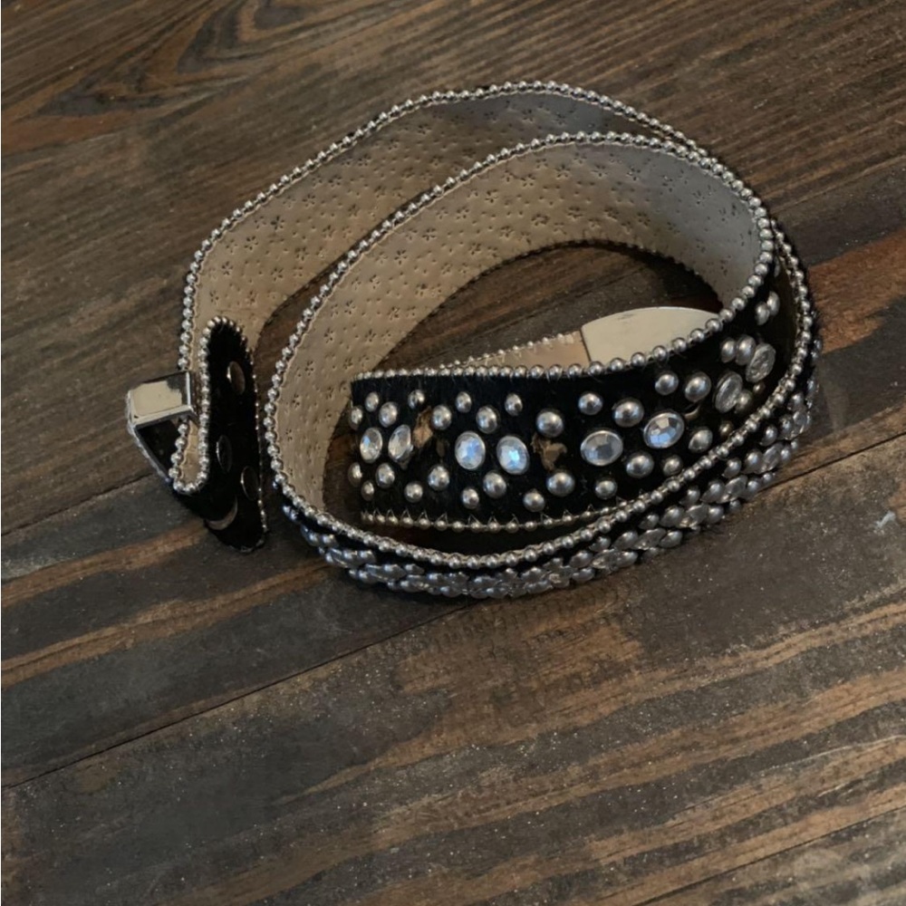 Black Cow Hide jeweled belt